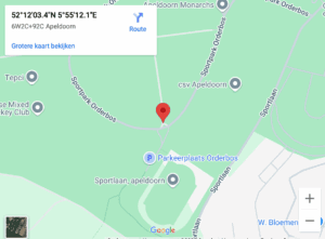 Een kaart van Google maps van het locatie terrein van het Bleu Light United Event waar boksen door de gedelegeerde Marcel van Boxing University Breda namens de Nederlandse Politie Sport Bond verzorgd wordt